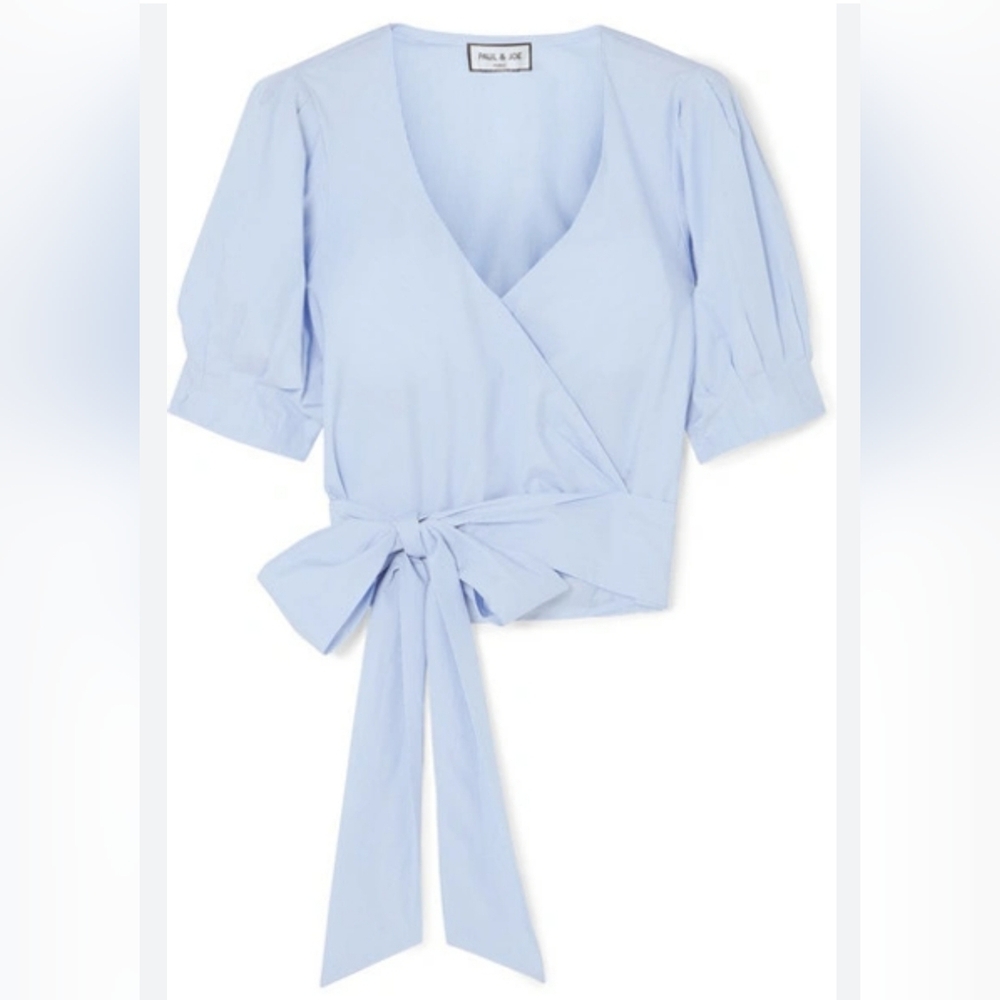 Paul & Joe Light Blue Wrap Tie Blouse